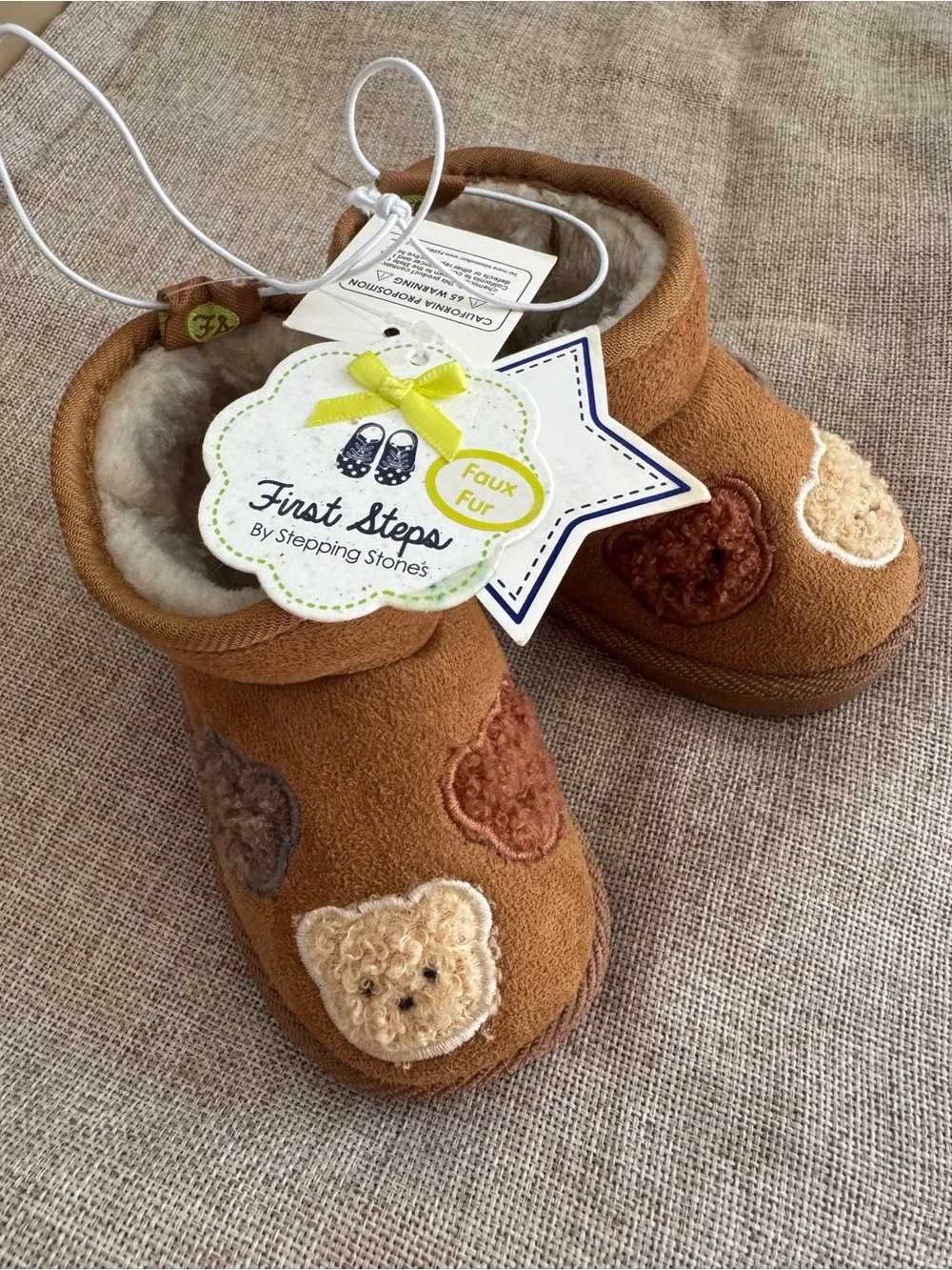 First Steps by Stepping Stones Bear Faux Fur Boots Size 6 Toddler NWT 🧸
